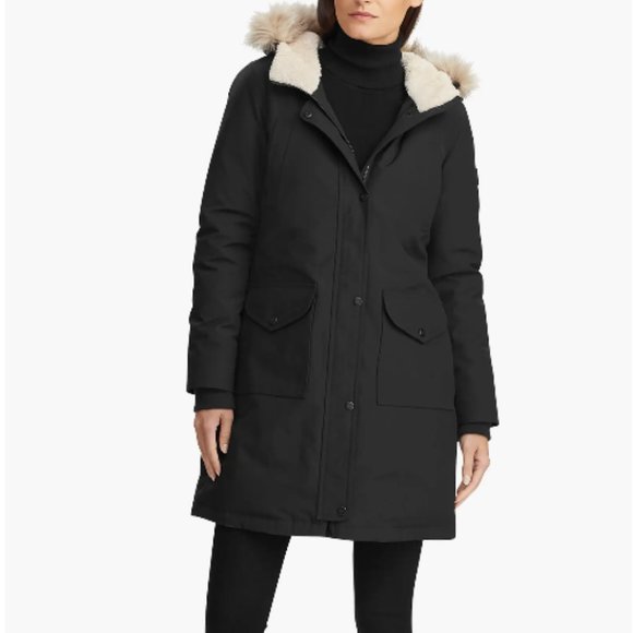 Ralph Lauren Winter Coat with Sherpa-lined Hood | Black - Size X-Small - Picture 1 of 3